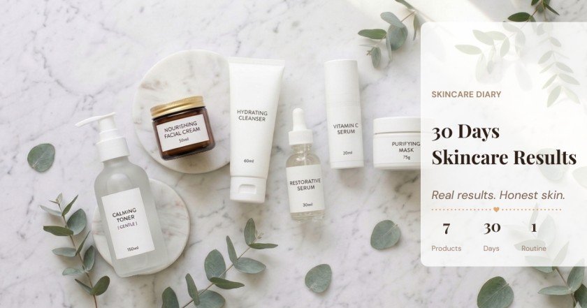 7 skincare products used in a 30-day routine for clearer skin